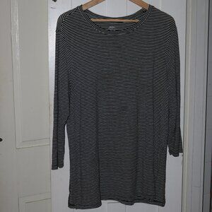 Old Navy Black White Ribbed Micro Stripe Long Sleeve Tunic Sz XL